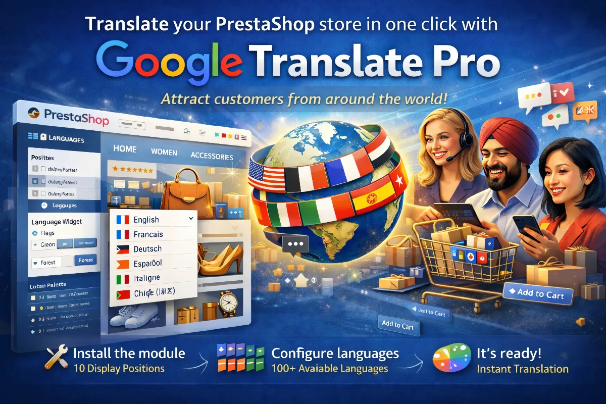 Mediacom87 Google Translate Pro: translate your PrestaShop store into 100+ languages instantly